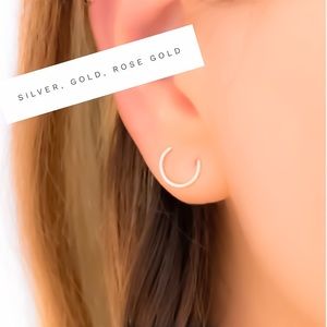 U Shaped Orbital Stud Earrings for 2 Piercings/Holes in Gold Silver & Rose Gold